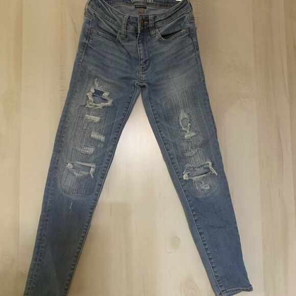 American Eagle distressed jeggings, size 00 short - Picture 1 of 14